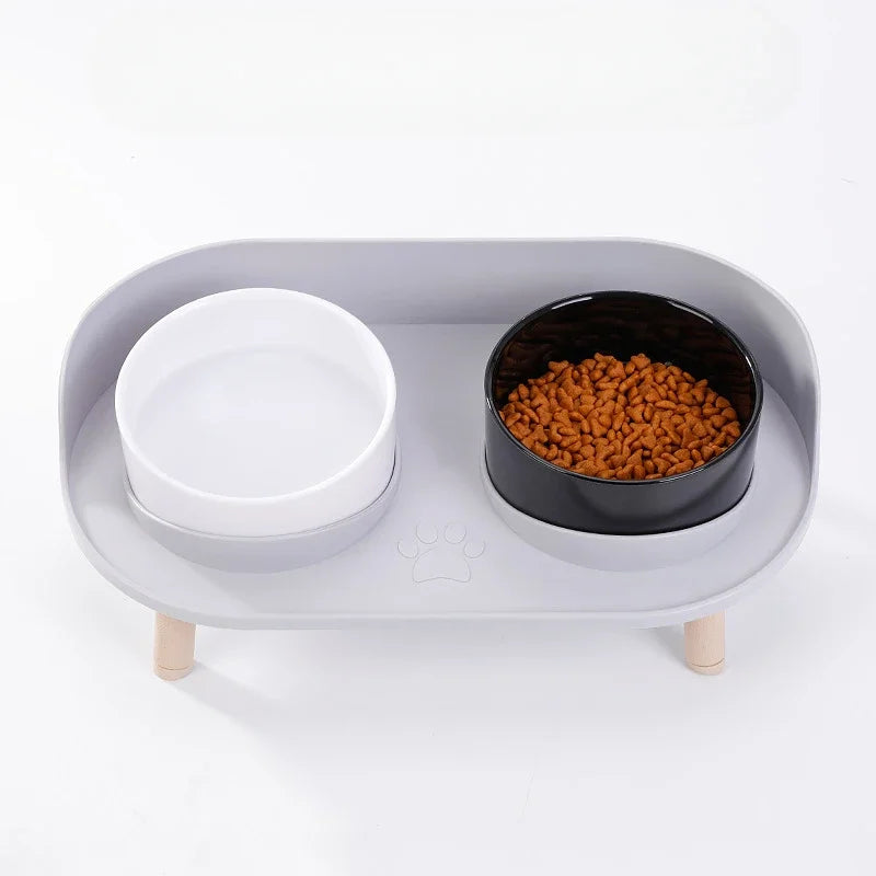 Adjustable Cat Double Bowls Feeder Bowls