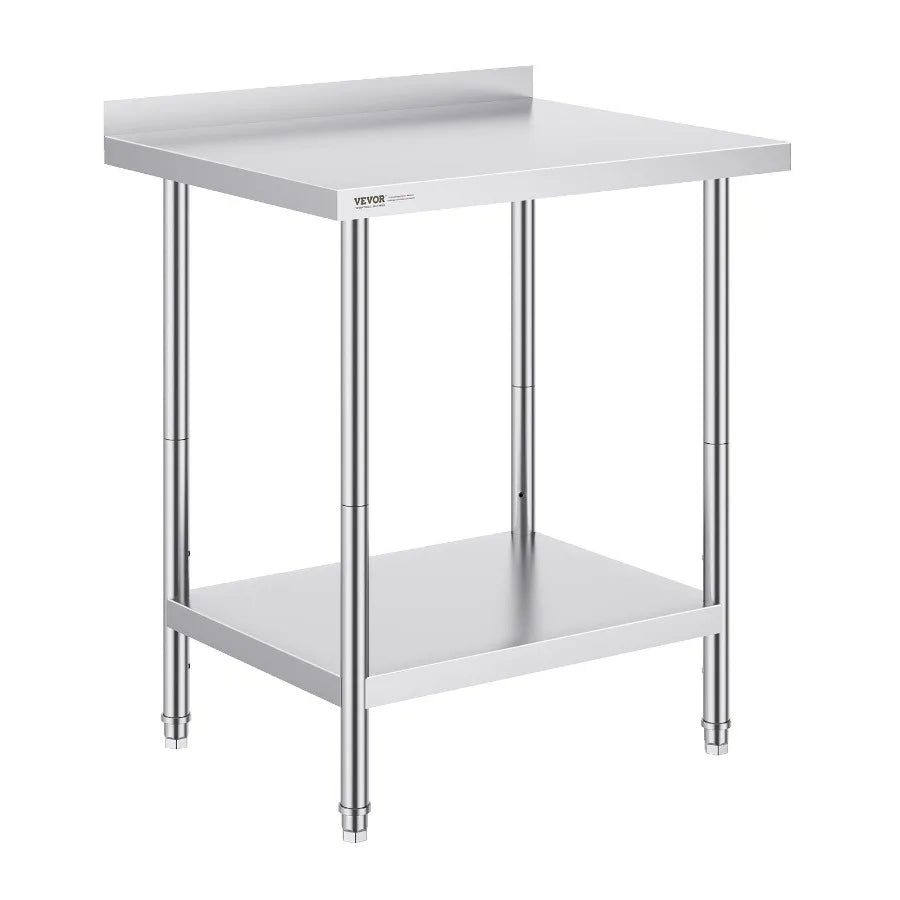 VEVOR Stainless Steel Work Table Commercial Heavy Duty Food Prep Worktable with Adjustable Height for Restaurant Home and Hotel
