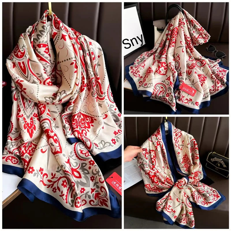 Tensili Brocade Satin Scarf Printed Silk Shawls