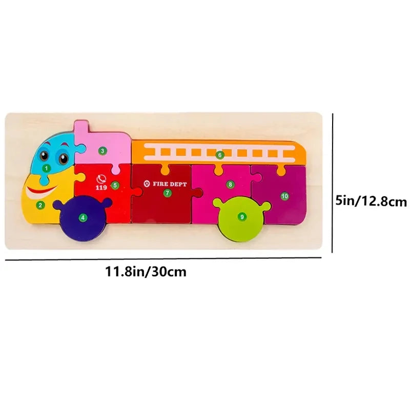 Wooden Puzzles for Kids, Number Puzzle, Dinosaur Puzzles and Animal ,Traffic,Characte Jigsaw Toys for Boy Girl Ideal Gift, 1-6