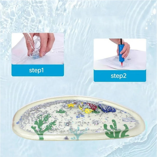 Water-Filled Crawling Mat with Snap-On Feature Instant Response Pad for Babies Developmental Play Mat with Sound Effect