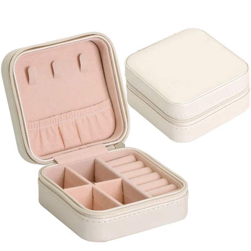 Portable Mini Jewelry Storage Box Travel Organizer Jewelry Case Leather Storage Earrings Necklace Ring Jewelry Organizer Display