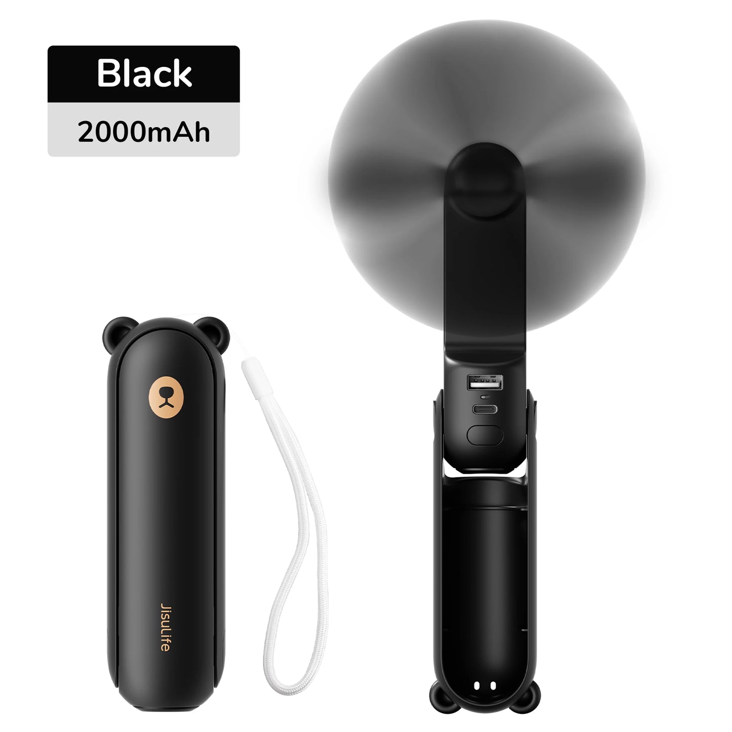 JISULIFE Portable Mini Handheld Fan USB 4500mA With Flash Light