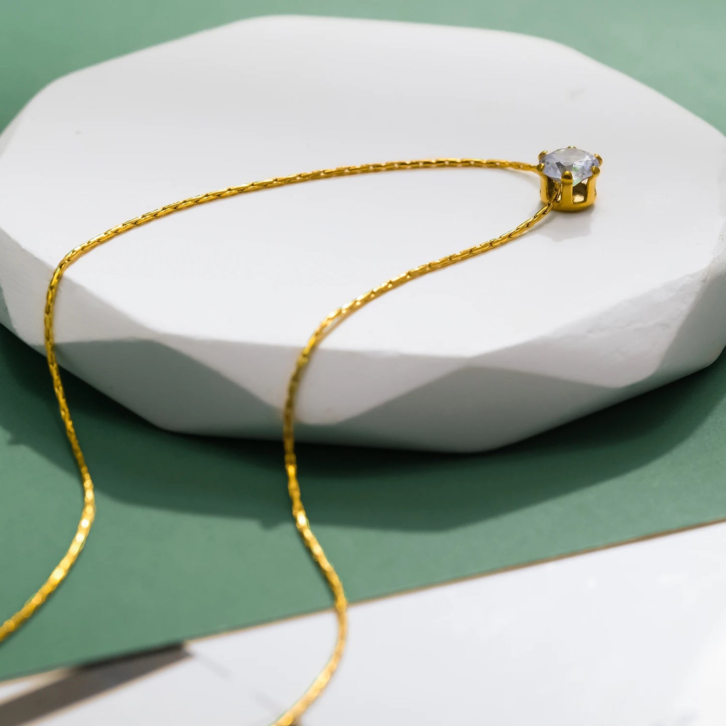 Stainless Steel Zircon Pendant Necklace