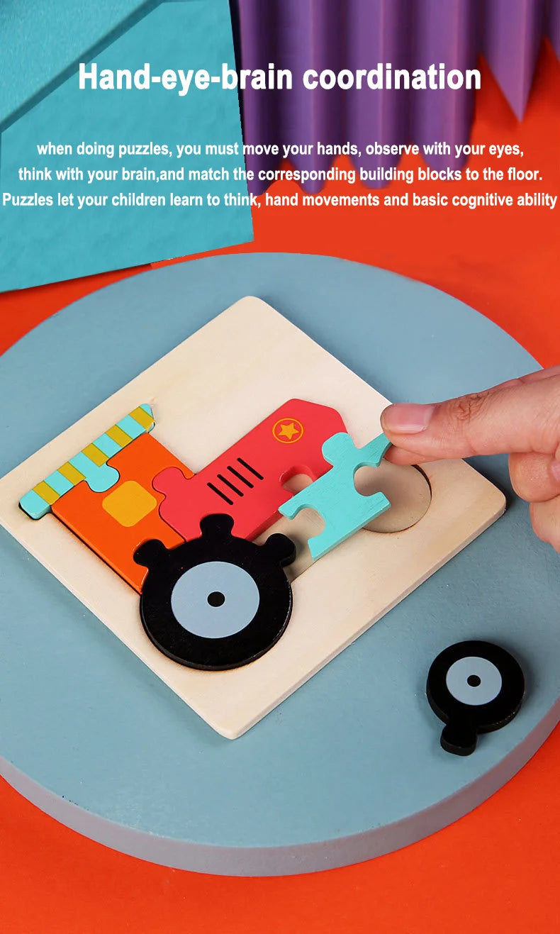 Animals Cartoon Colourful Learning Wooden Puzzle