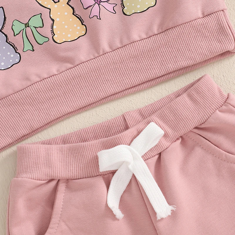 Toddler Girls 2-piece Set Floral Ruffle Sleeve Top with Bow Detail and Elastic Waist Leggings Spring Outfit for Kids