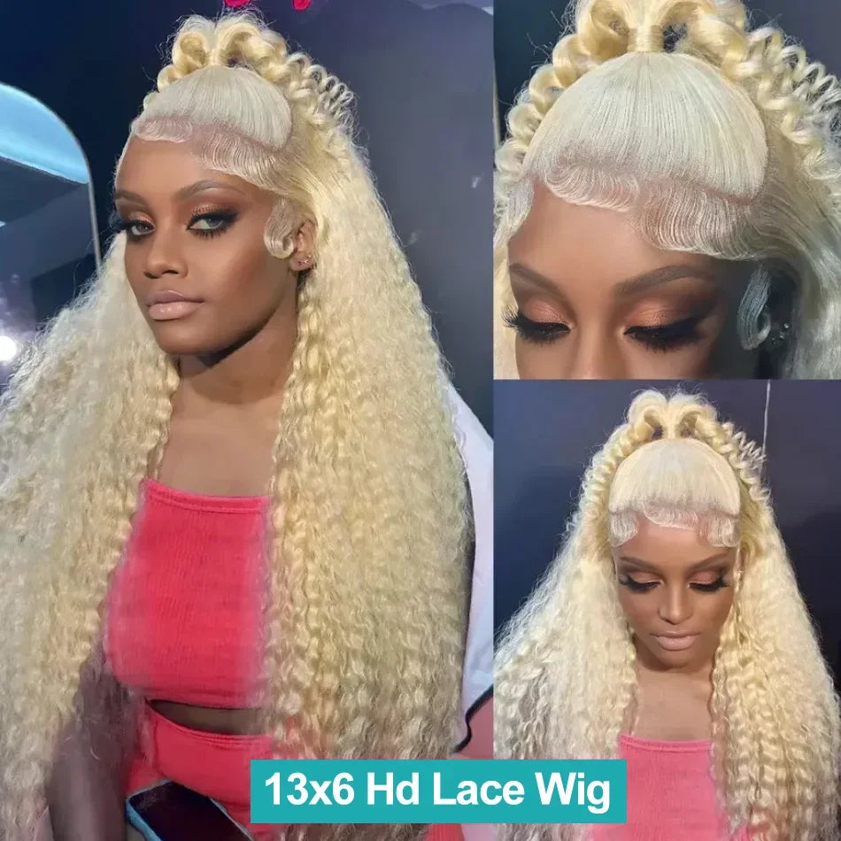 613 Colored Deep Wave 13x6 HD Lace Frontal Human Hair Wigs For Women Brazilian 30 40 Inch Honey Blonde 13x4 Curly Human Hair Wig
