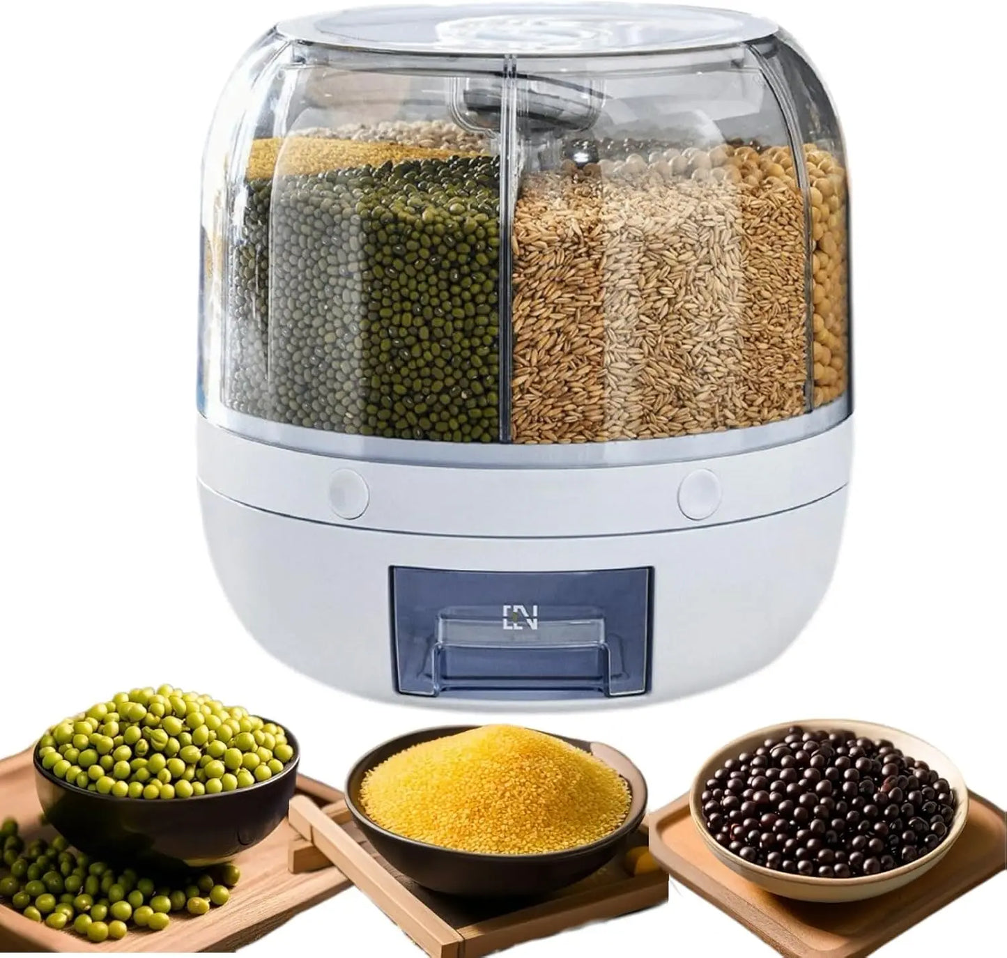 Rotary Dispensing Candy Bucket, Multi-grid Large Capacity Grain Storage Container,candy,grain Food,large Capacity Storage Bucket
