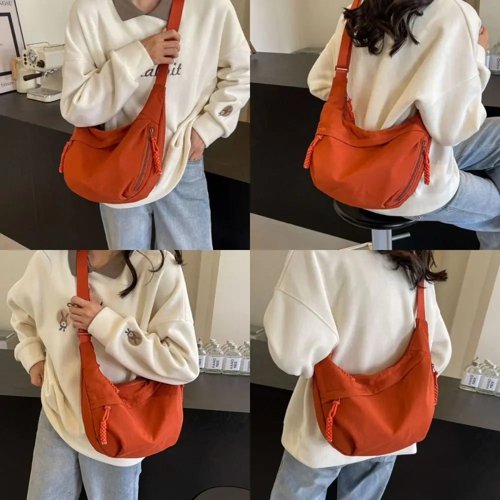 New Canvas Crossbody Bags Large Capacity Korean Simplified Shoulder Bag Lightweight Solid Color Dumpling Bag Travel
