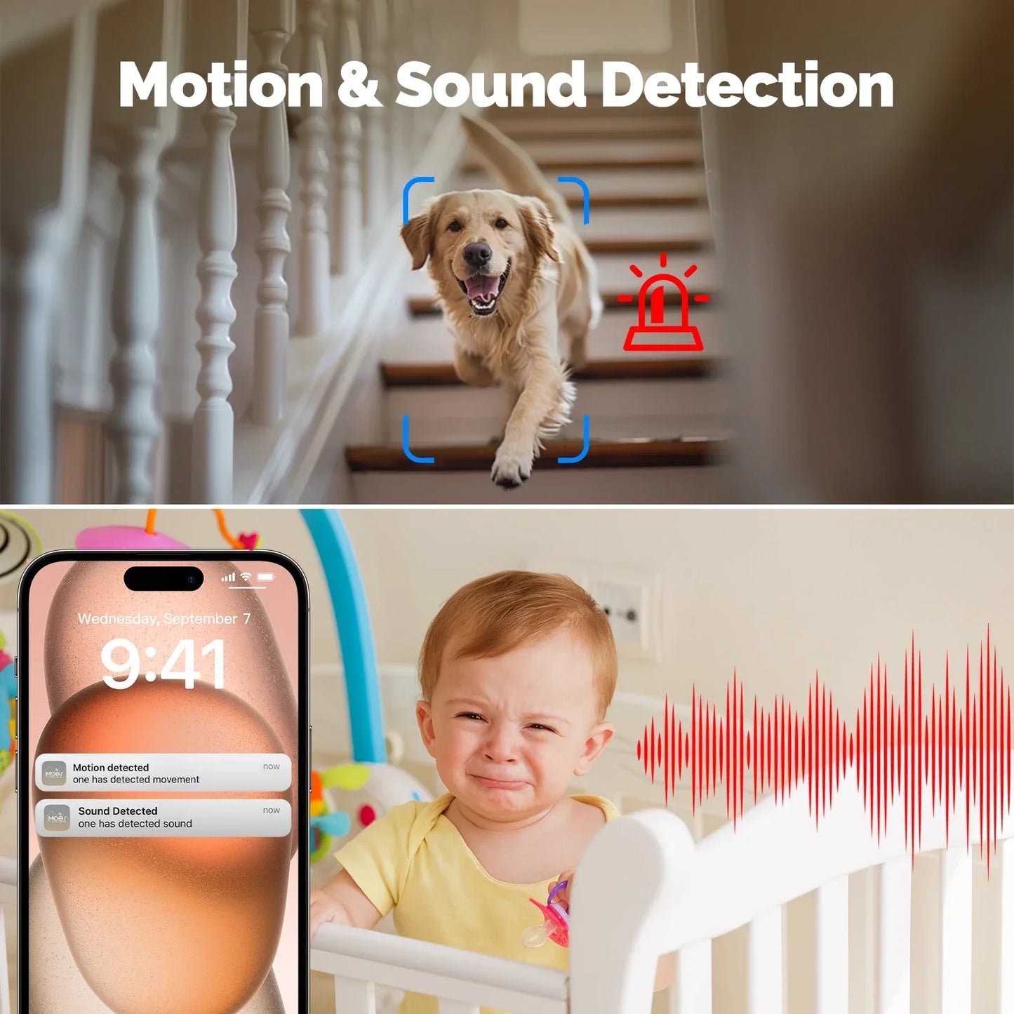 MOES Tuya Wi-Fi 6 Smart Indoor 4MP HD Security Pan/Tilt Camera Motion Tracking & Sound Detection Infrared Night Vision Monitor