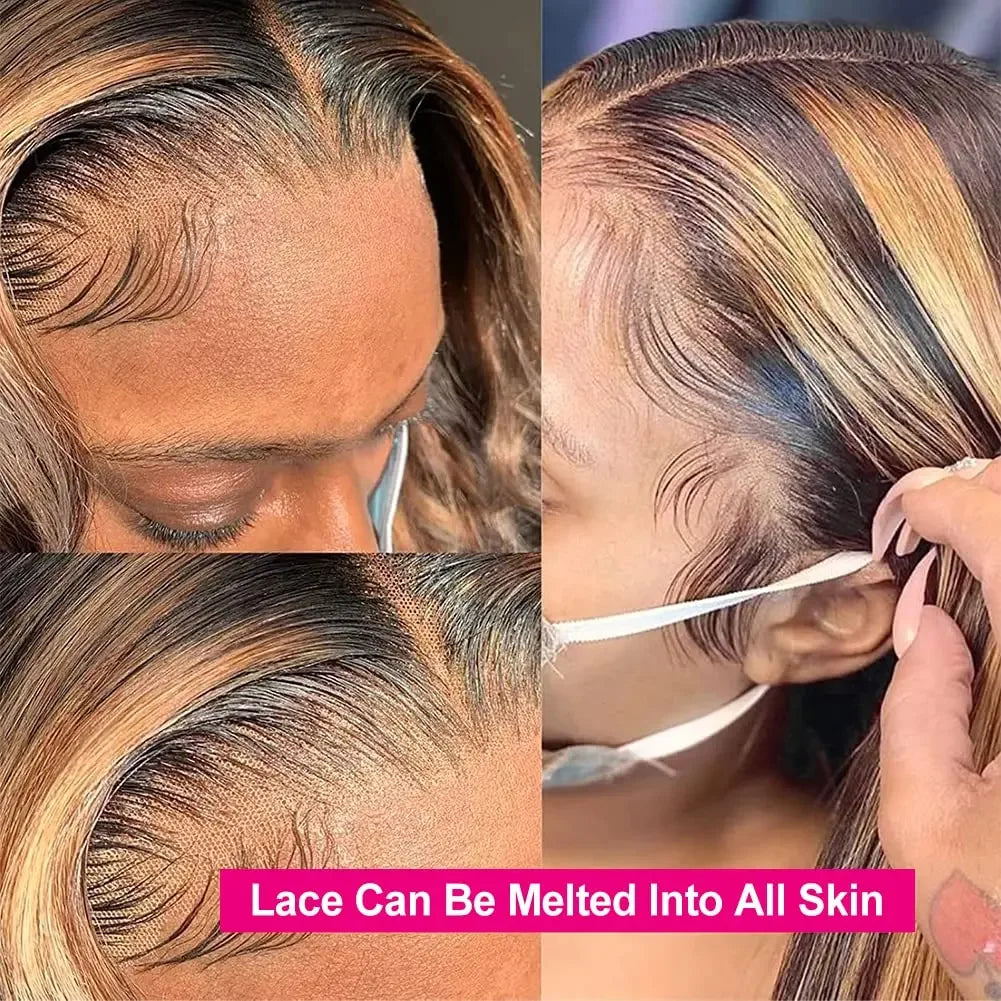 Highlight Wig Human Hair Brazilian 13x4 Straight Lace Front Wig Ombre Honey Blonde 13x6 Hd Lace Frontal Wig For Women Preplucked