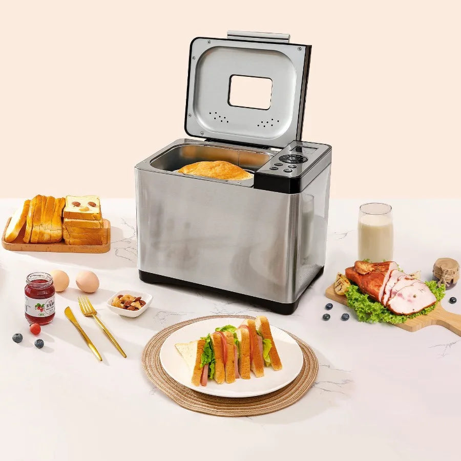 2LB 19in1 Bread Maker Automatic Compact Dough Machine Nonstick 3 Crust Colors