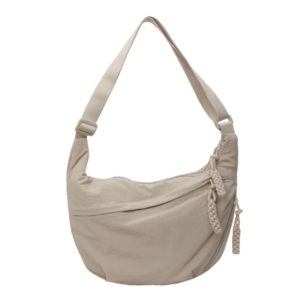 New Canvas Crossbody Bags Large Capacity Korean Simplified Shoulder Bag Lightweight Solid Color Dumpling Bag Travel