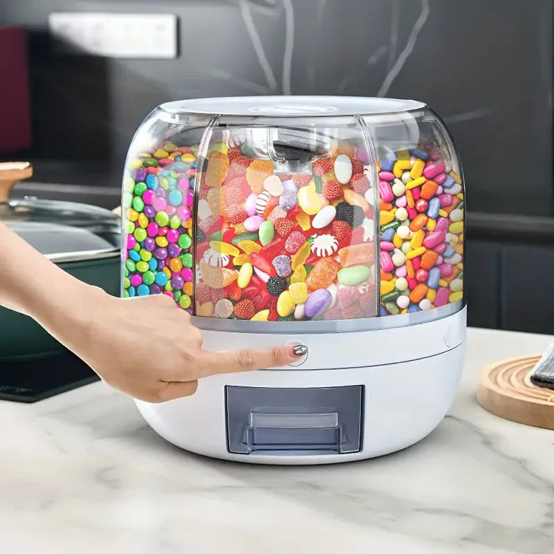 Rotary Dispensing Candy Bucket, Multi-grid Large Capacity Grain Storage Container,candy,grain Food,large Capacity Storage Bucket