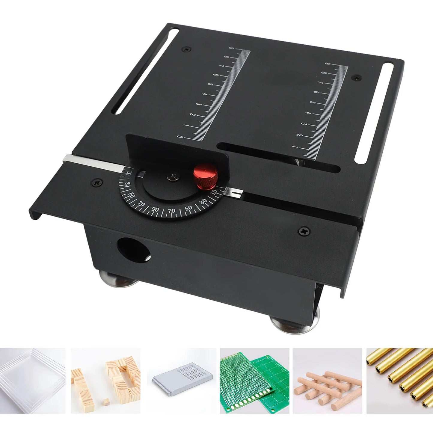 Table Saw 7 Speeds 100W Multifunctional Dust Collection Box Desktop Electric Saw Cutter for Wood PCB Acrylic Plastic