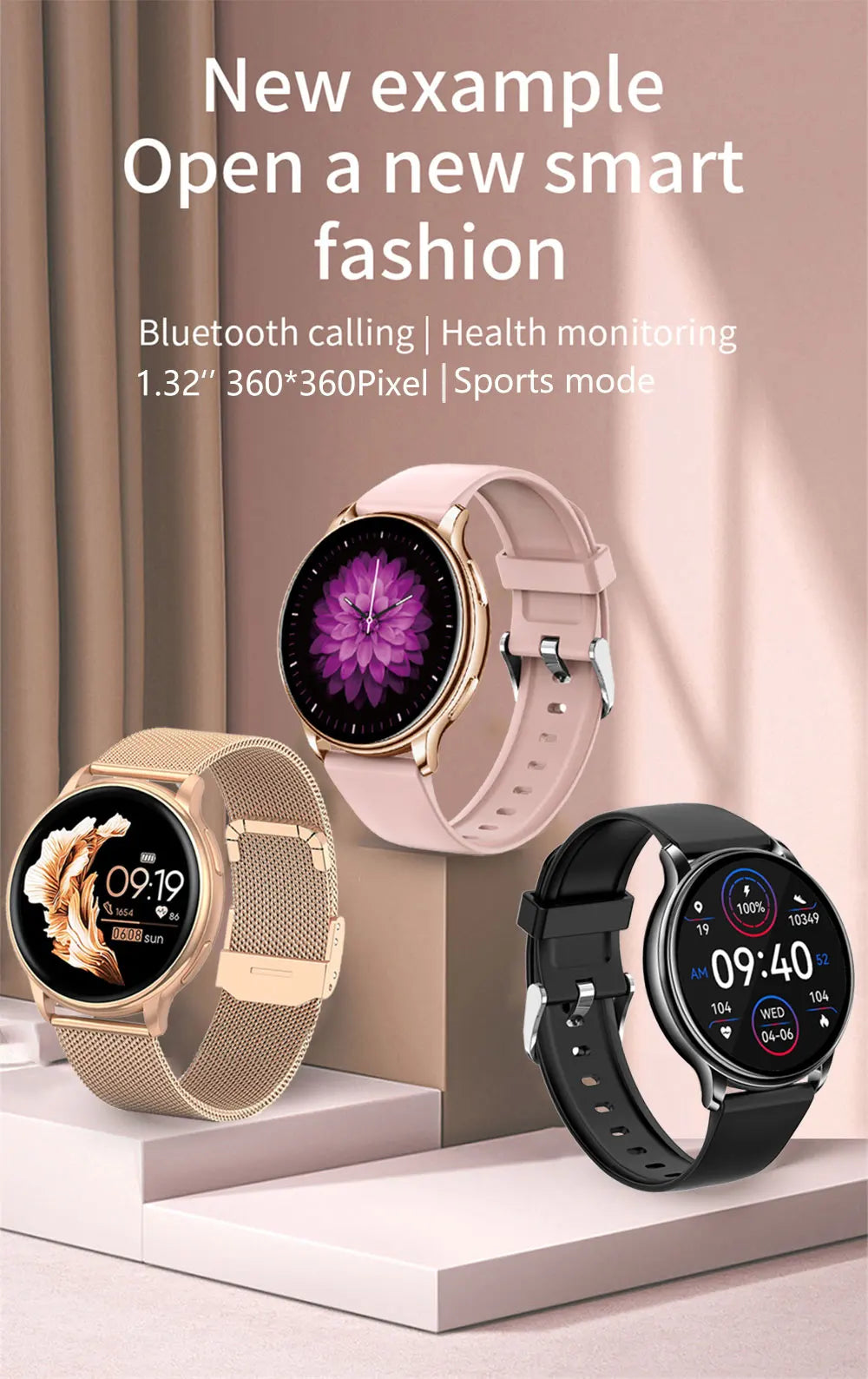 Womens Sport Fitness Bluetooth Call Smart Watch