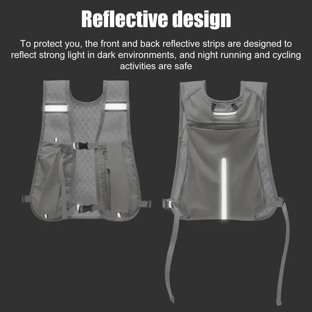 Lightweight Running Vest Reflective Safety Vest For Outdoor Cycling Climbing Hiking Sports Water Cup Storage Phone Organizer