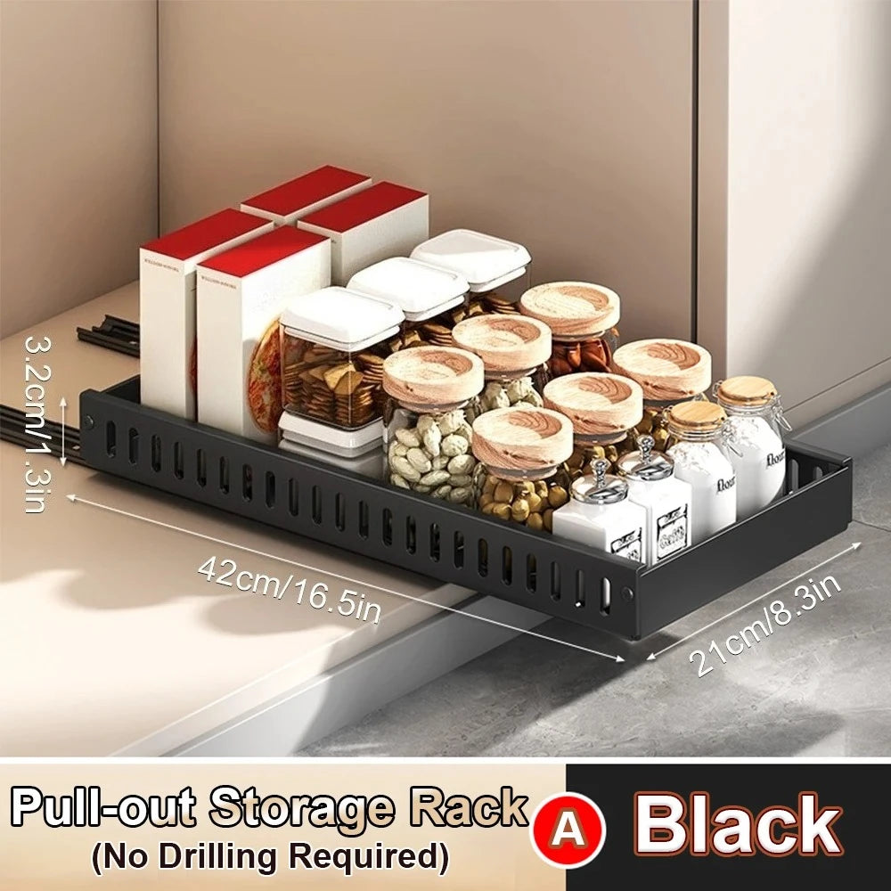 Pull out Pots and Pans Organiser Sliding Pot Lid Holder Kitchen Spice Rack