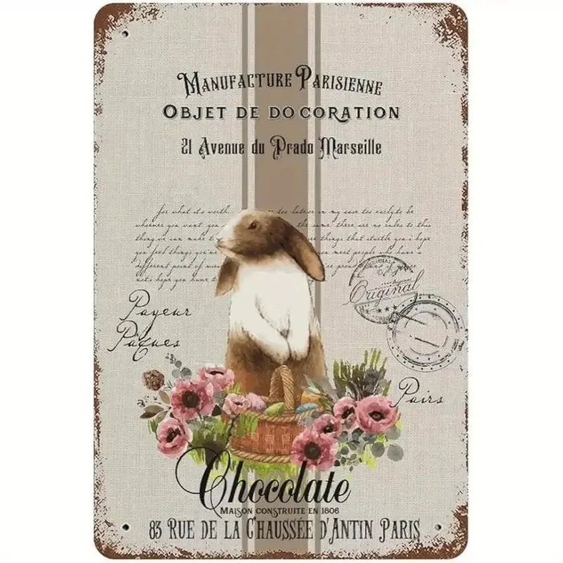 Charming Easter Bunny Metal Sign Perfect Gift for Family & Friends Cute Rabbit Wall Art for Home, Bar, Cafe Decor Garage Kitchen