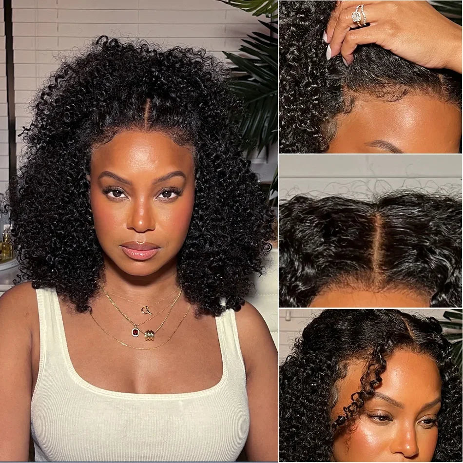 250 Density 14 16 Inch Deep Wave Short Bob 6x4 Glueless Wig Human Hair Ready to Wear 4x4 Curly Transparent Lace Frontal Wig