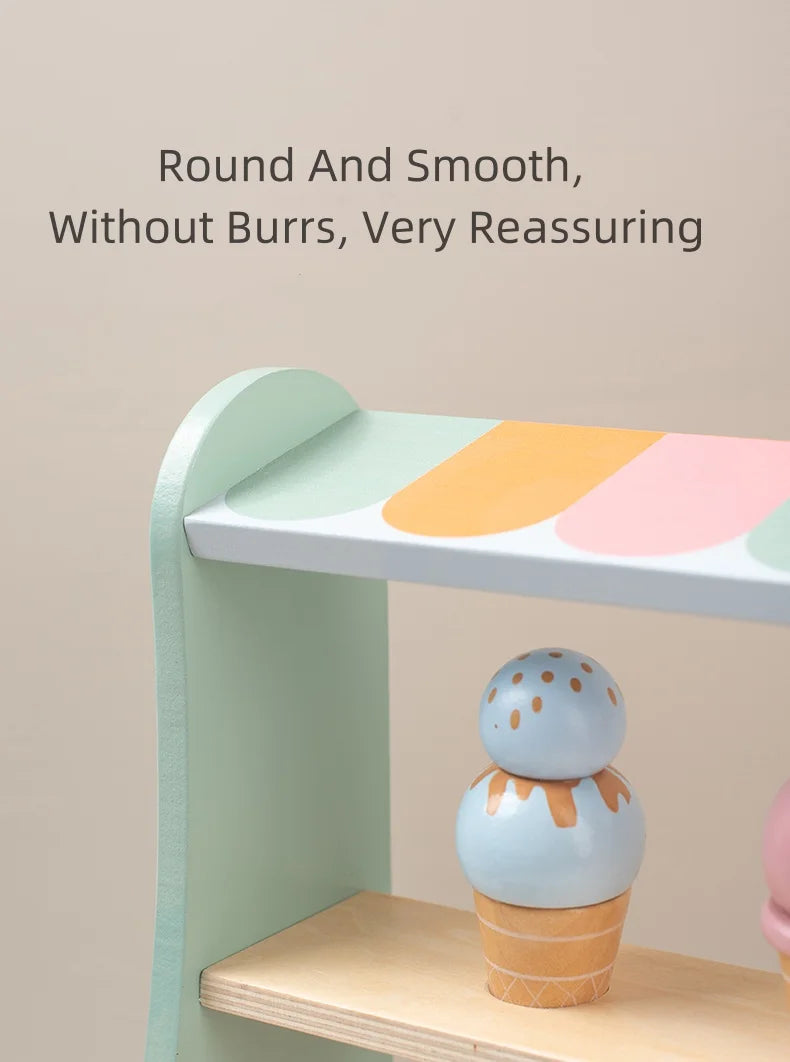 Ice Cream Counter Playset For Kids Montessori Pretend Play Food Toys Kitchen Accessories With Coin Role Play For Kids Girls Boys