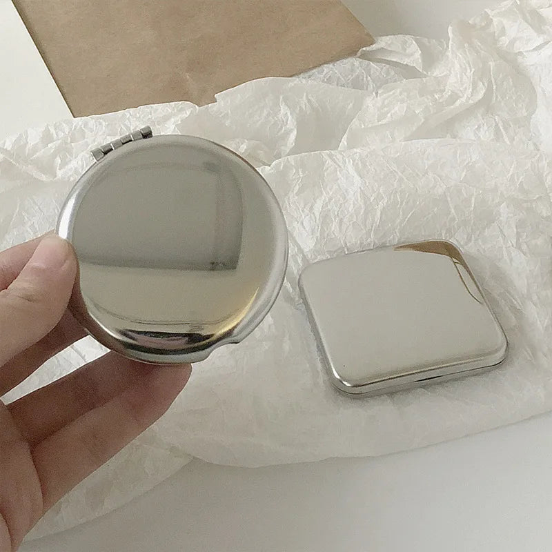 1pc Portable Women Stainless Steel Makeup Hand Pocket Mirror