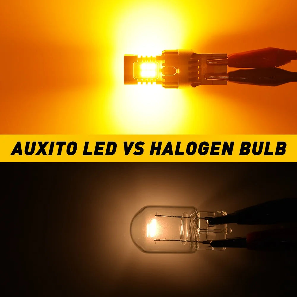 AUXITO 2Pcs T20 LED Canbus No Hyper Flash W21W WY21W 7440 7440NA LED Amber Car Turn Signal Light Bulbs Error Free Auto lamp 12V