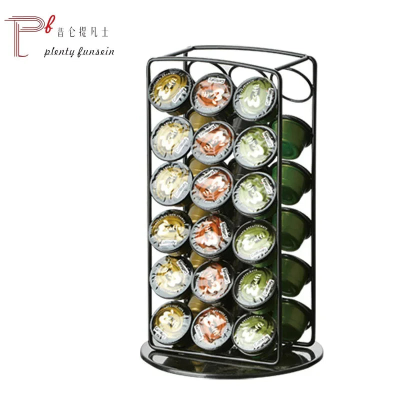Coffee capsule holder, rotating universal, 50 in a small bag, 40 in a medium bag, and 30 in a large bag. Golden egg for orange