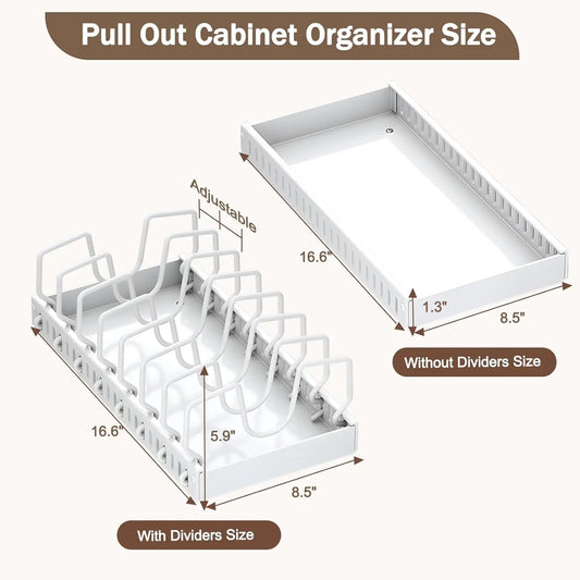 Pull Out Pots Pans Organiser for Under Cabinet Pull Out Cabinet Organiser Storage Pot Lid Organiser holder Adjustable Dividers