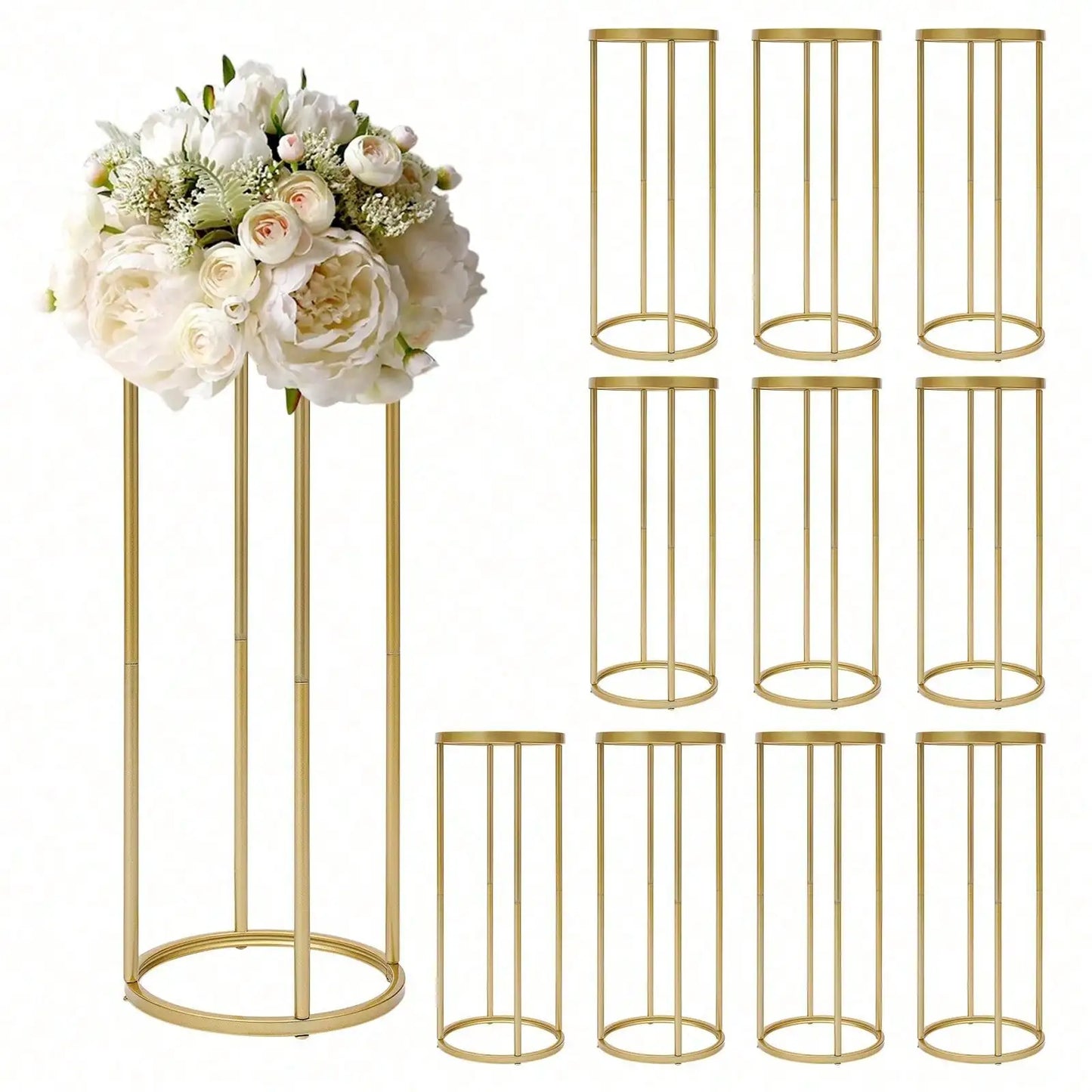 10Pcs Wedding Table Flower Centerpiece Decor 80cm Tall Gold Metal Column Centerpieces Party Favors Room Decor
