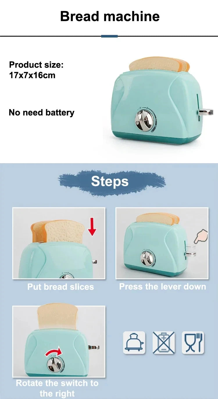 Kitchen Toys Set Kids Pretend Play Home Appliances Washing Machine Toaster Microwave Juicer Egg Cooker Girls Boys Play House Toy