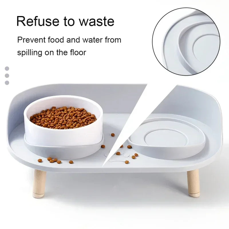 Adjustable Cat Double Bowls Feeder Bowls