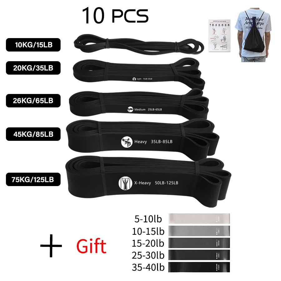 10pc Heavy Duty Latex Resistance Band