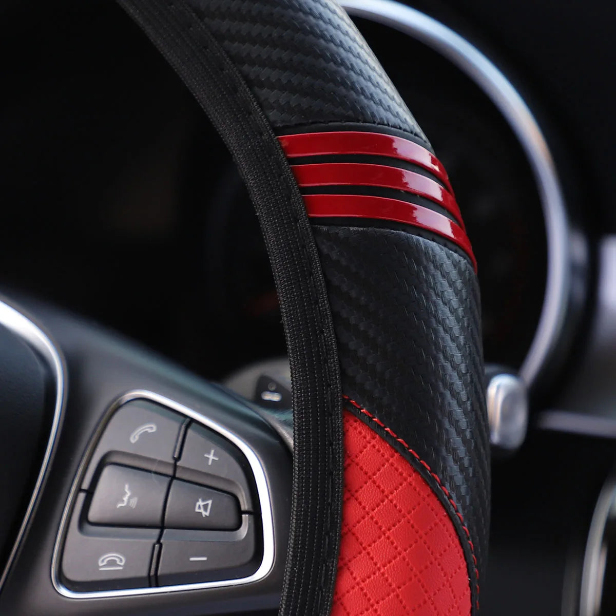 1 little monster PU embossed leather automotive supplies without inner ring steering wheel cover fits 14.5-15 inches