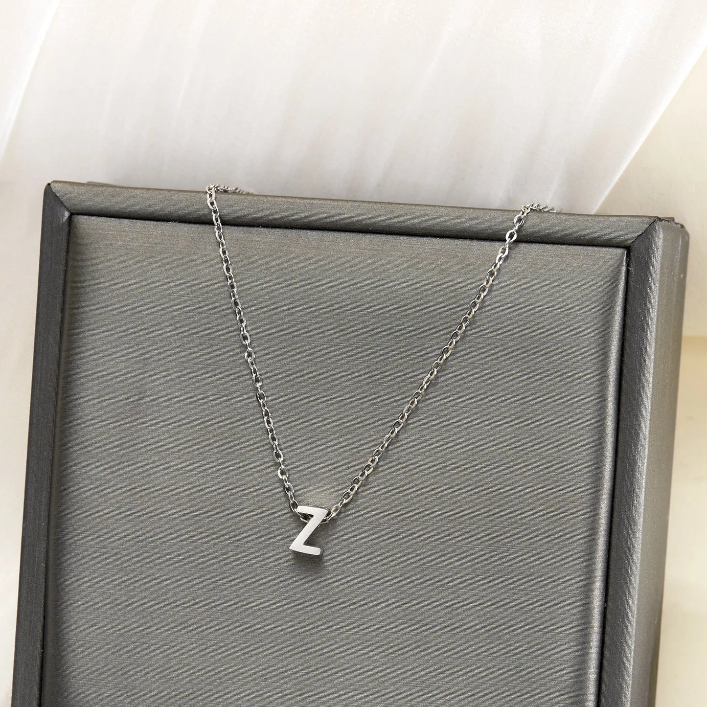 Silver Color Tiny A-Z Initial Letter Necklace for Women Stainless Steel 26 Alphabet Name Pendant Necklaces Jewelry Birthday Gift