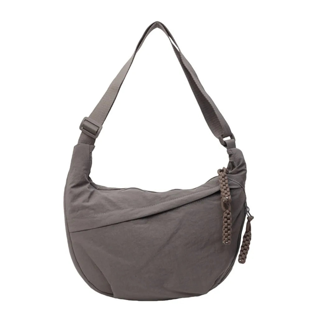 New Canvas Crossbody Bags Large Capacity Korean Simplified Shoulder Bag Lightweight Solid Color Dumpling Bag Travel