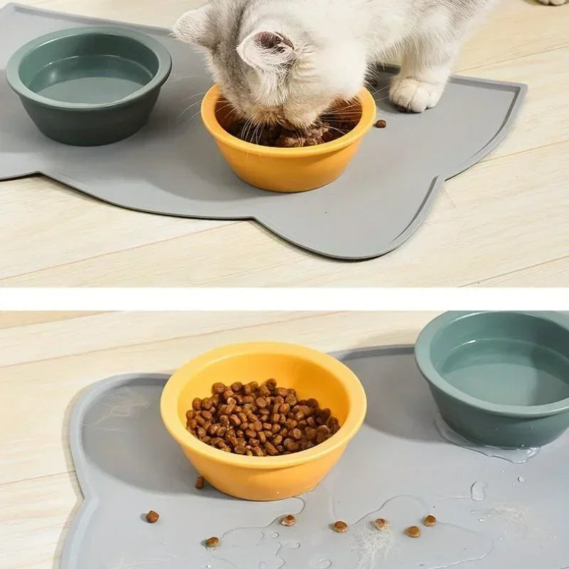 Silicone Pet Feeding Mat – Waterproof Non-Slip Placemat for Cat & Dog Food and Water Bowls, Easy to Clean Floor Protector