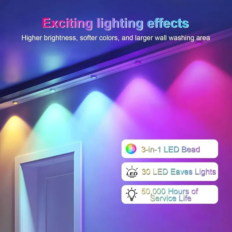 LED Lights 45M Permanent Outdoor Lights Smart RGBIC Eaves Festival Flashing Lighting Fairy String Christmas Holiday Decorations