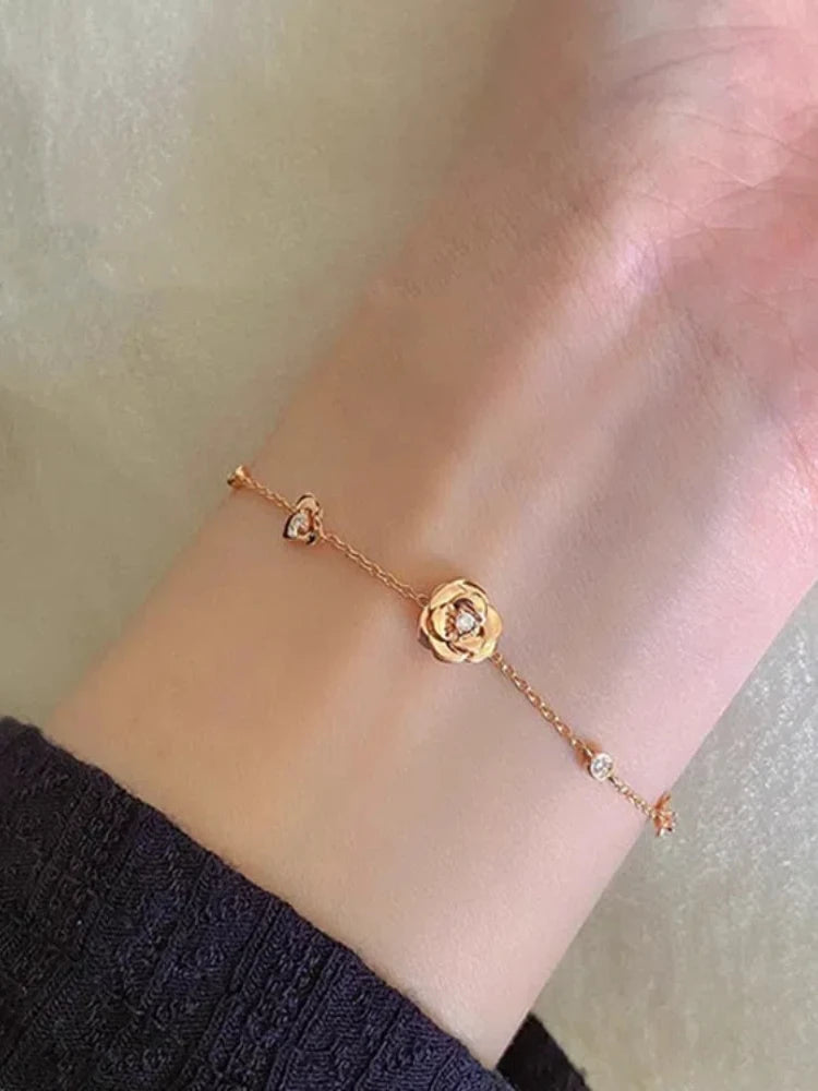 White Zirconia Rose Bracelet