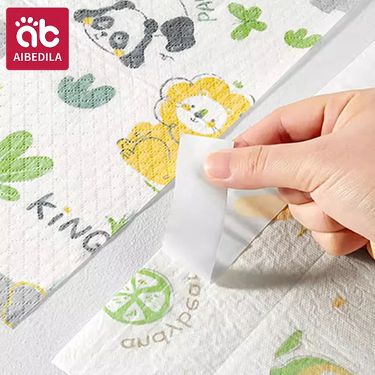 AIBEDILA Baby Disposable Table Mats Oilproof Waterproof Sticky Placemats Cute Animal Design Portable Dining Pads for Toddlers
