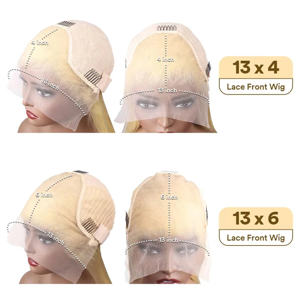 Blonde 613 13x6 Lace Frontal Wig HD 613 Lace Front Human Hair Wig for Women Pre Pucked Straight 100% Human Hair Wigs Can Be Dyed