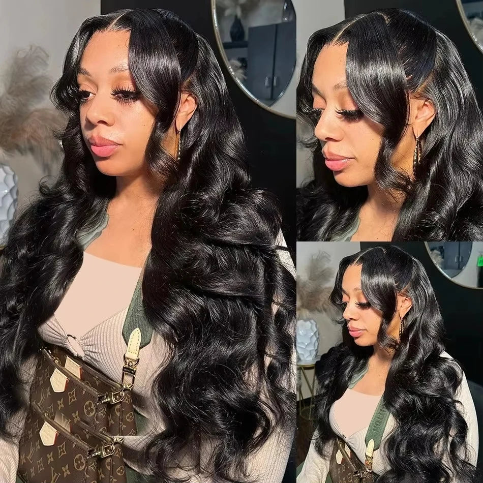 Body Wave Wigs Human Hair 13x4 HD Transparent Lace Frontal Wig 200 Density Water Wave Pre Plucked Brazilian 100% Real For Women