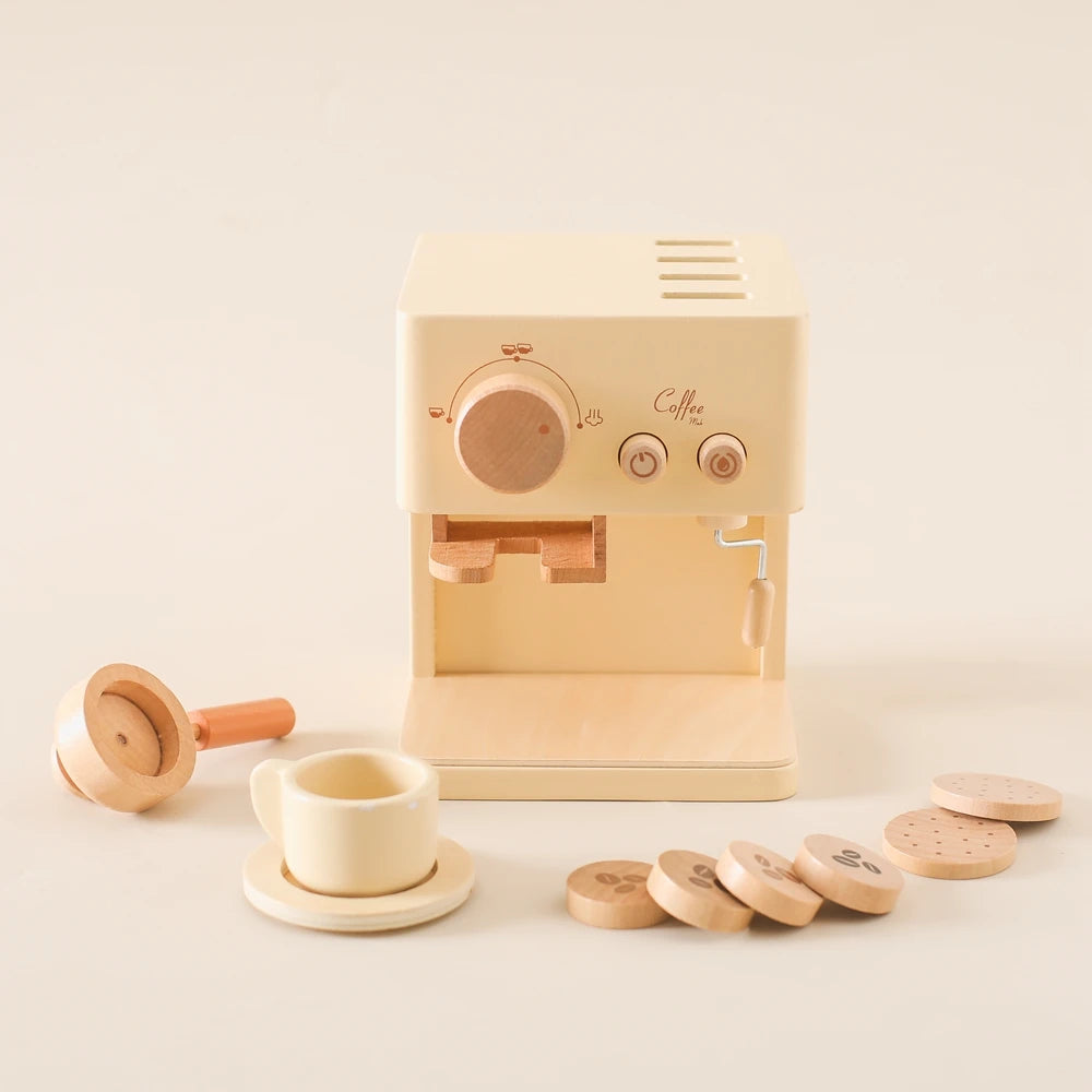 Children's Coffee Machine Kitchen Toys Wooden Montessori Toy Set Kids Cosplay Play House Early Education Educational Toys Gifts