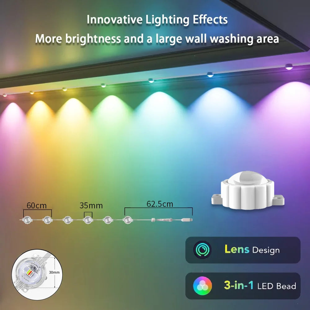 RGB Eaves LED Lights 45M 15M 30M 60M 90M Smart Bluetooth APP Permanent Outdoor Waterproof IP68 LED String Party Wedding Light