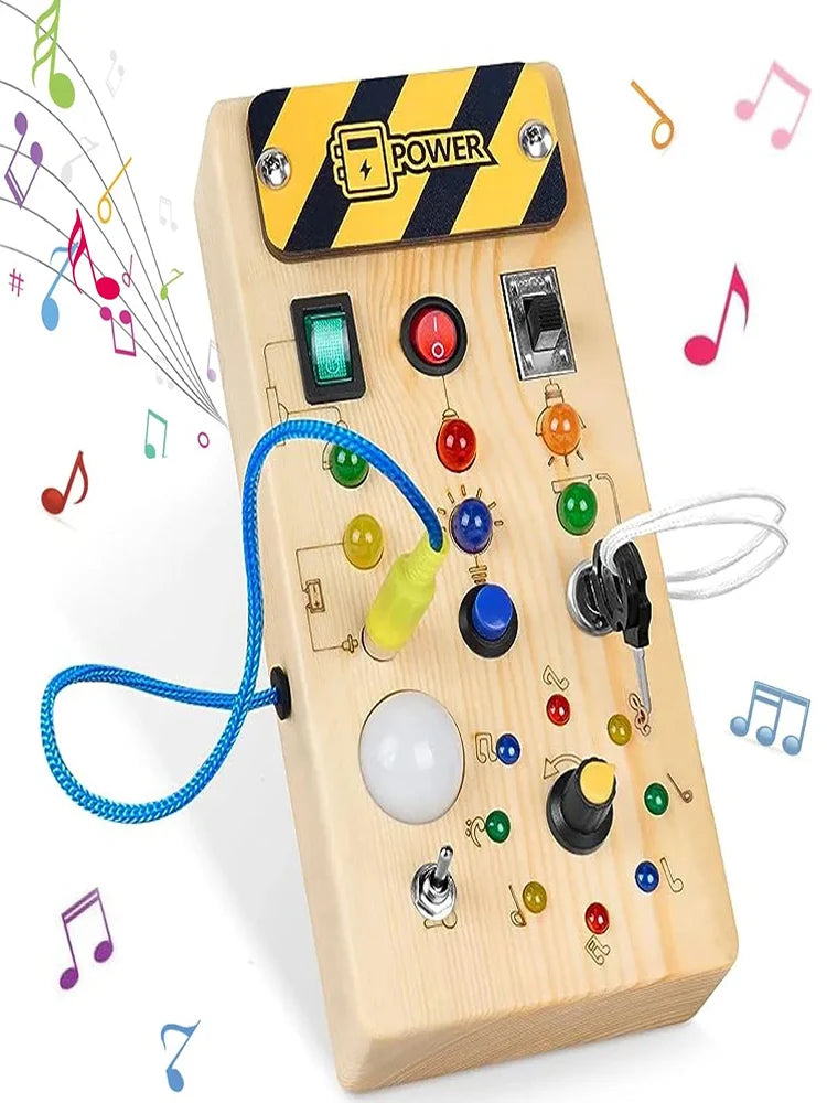 Kids Early Education Toys Electronic Led Light Baby Wooden Sensory Busy Board Montessori For Toddler Christmas Gifts