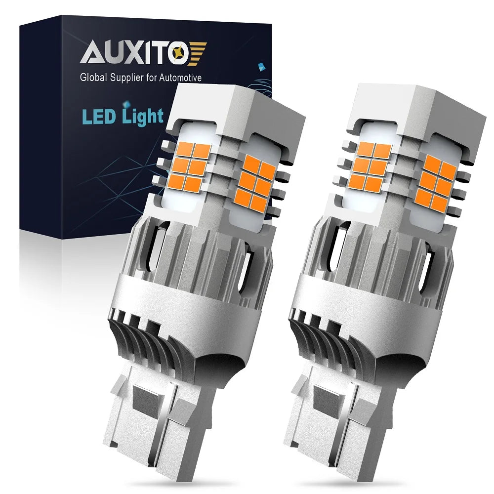 AUXITO 2Pcs T20 LED Canbus No Hyper Flash W21W WY21W 7440 7440NA LED Amber Car Turn Signal Light Bulbs Error Free Auto lamp 12V