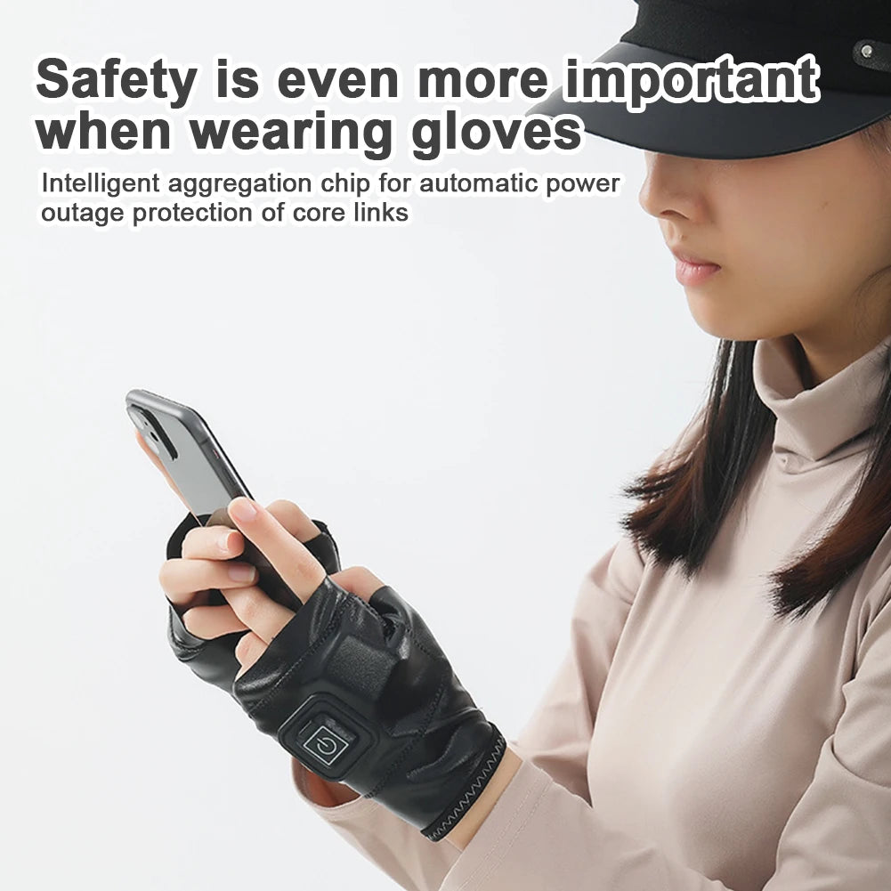 Self-Heating Electric Gloves Winter Hand Warmer Temperature Control USB Rechargeable Heated Gloves Outdoor Riding Thermal Gloves