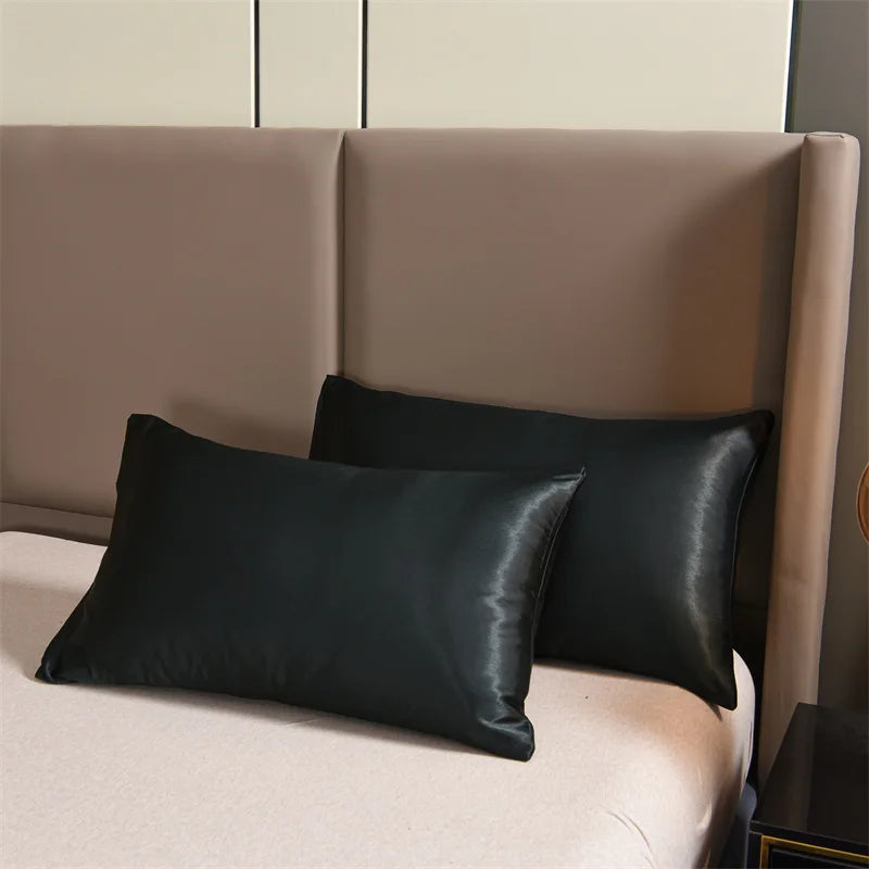 Silk Black 3pcs Satin Duvet Cover Bedding Set