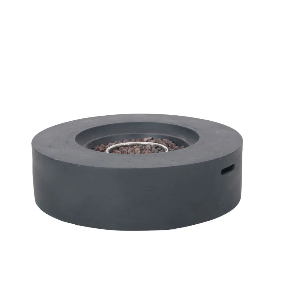Lightweight Concrete Outdoor Circular Fire Pit Dark Gray 50 000 BTU Tank Cover not Included