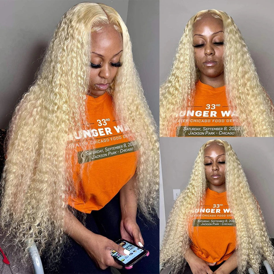 Silkwave 613 Honey Blonde Color 13x6 HD Lace Frontal Wig Human Hair Curly Wig Deep Wave 13x4 Lace Front Human Hair Wig For Women